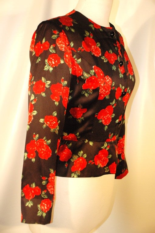 Women's or Men's Vintage Yves Saint Laurent Rive Gauche Rare Silk Floral print Gorgeous Top Blouse sz 42 For Sale