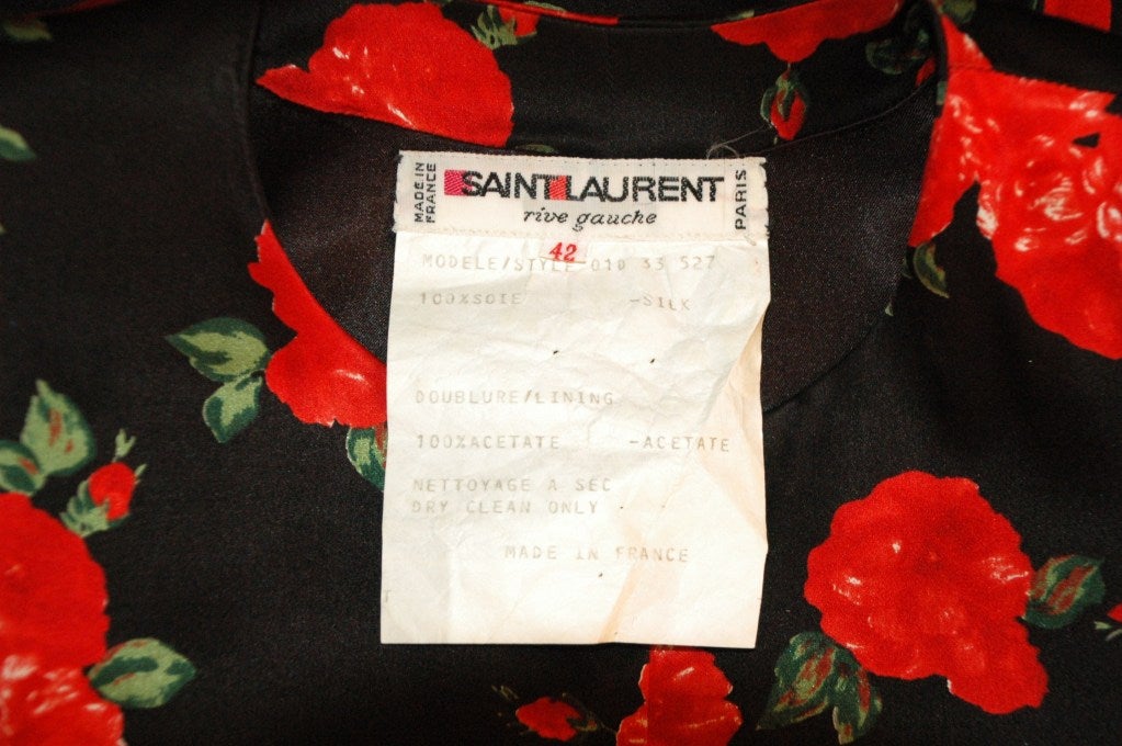 Vintage Yves Saint Laurent Rive Gauche Rare Silk Floral print Gorgeous Top Blouse sz 42 For Sale 4