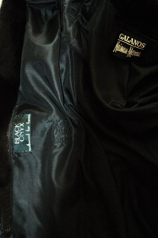 Women's Galanos Black Onyx Mink Fur Coat for Neiman Marcus