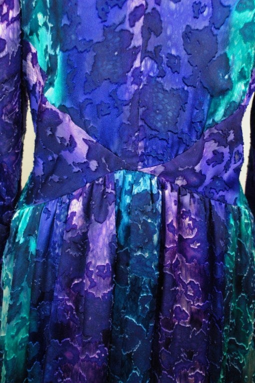 Vintage Pauline Trigere multi color Long Sleeve Coctail Dress For Sale 1