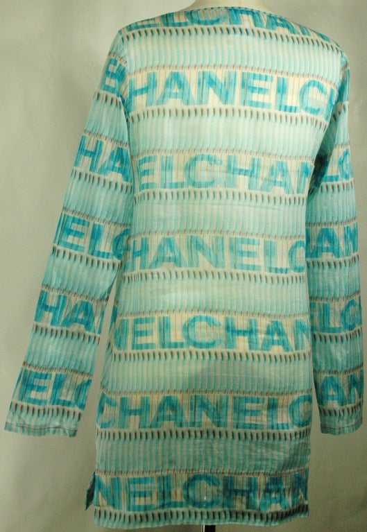 Women's Chanel 2005 Blue Logo Tunnic Top Blouse