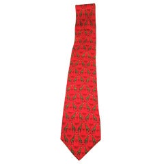 Hermes Giraffes red Silk Gorgeous Rare Collectible Tie 7314 EA