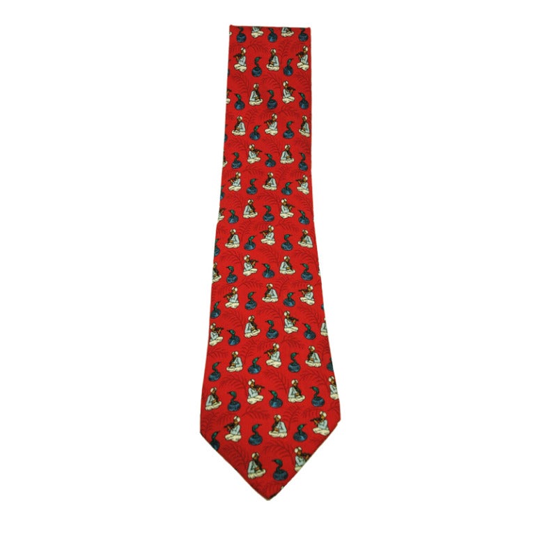 Hermes Cobra Snakes & Charmers Silk Tie 7485 IA