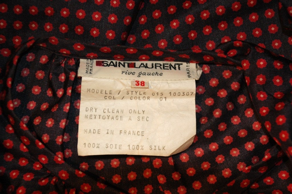 Vintage Yves Saint Laurent Rive Gauche Silk Blouse Skirt Lucky Hearts Clover Print 38 For Sale 5