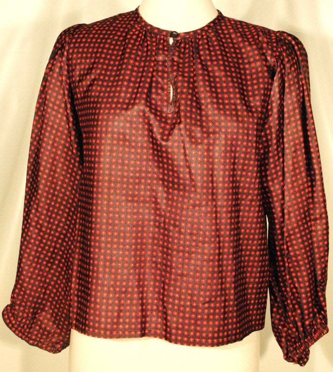 Vintage Yves Saint Laurent Rive Gauche Silk Blouse Skirt Lucky Hearts Clover Print 38 For Sale 3