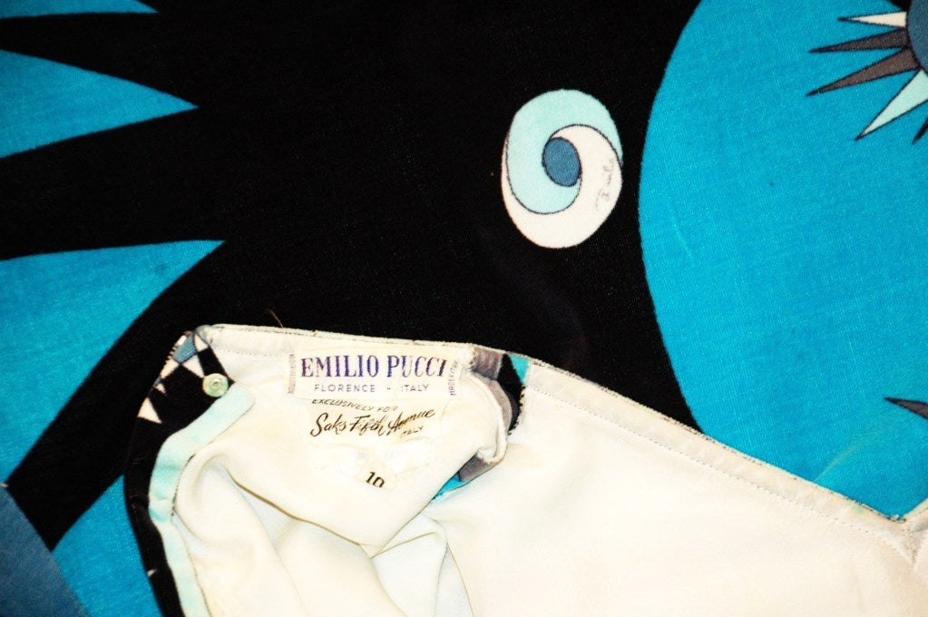 Vintage 1960s Emilio Pucci Velvet Short Sleeve Dress for Saks Fifth Ave Rare Sz 10 For Sale 5