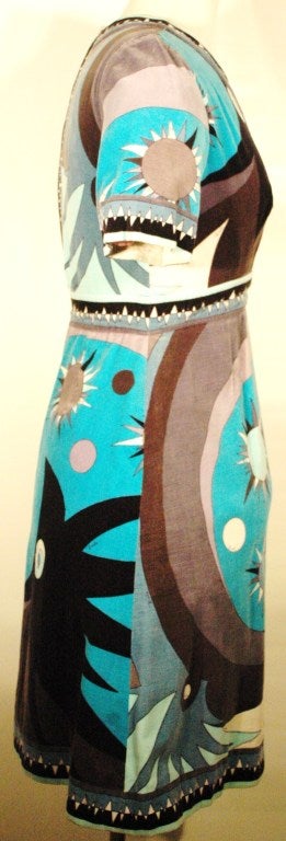 Women's Vintage 1960s Emilio Pucci Velvet Short Sleeve Dress for Saks Fifth Ave Rare Sz 10 For Sale