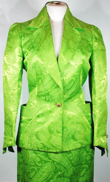 lime green skirt suit