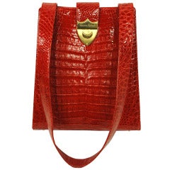 Vintage Paloma Picasso Red Crocodile Shoulder Handbag Rare Purse