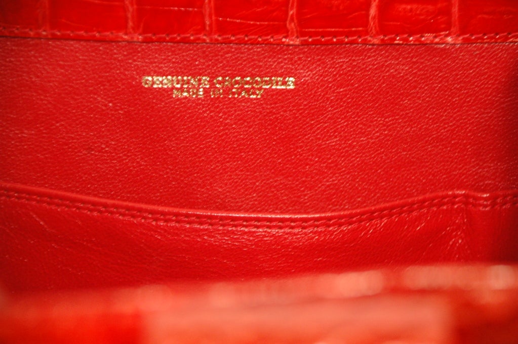 Vintage Paloma Picasso Red Crocodile Shoulder Handbag Rare Purse For Sale 2