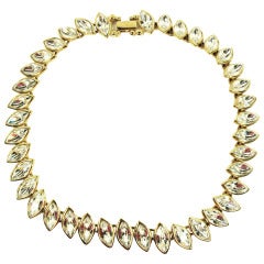 Vintage Napier Striking Bold Bling Crystal Gold Choker Necklace