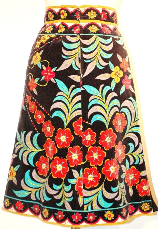 Vintage Emilio Pucci Floral Print Skirt sz 14 In Good Condition For Sale In Lake Park, FL