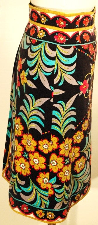 Vintage Emilio Pucci Floral Print Skirt sz 14 For Sale 3
