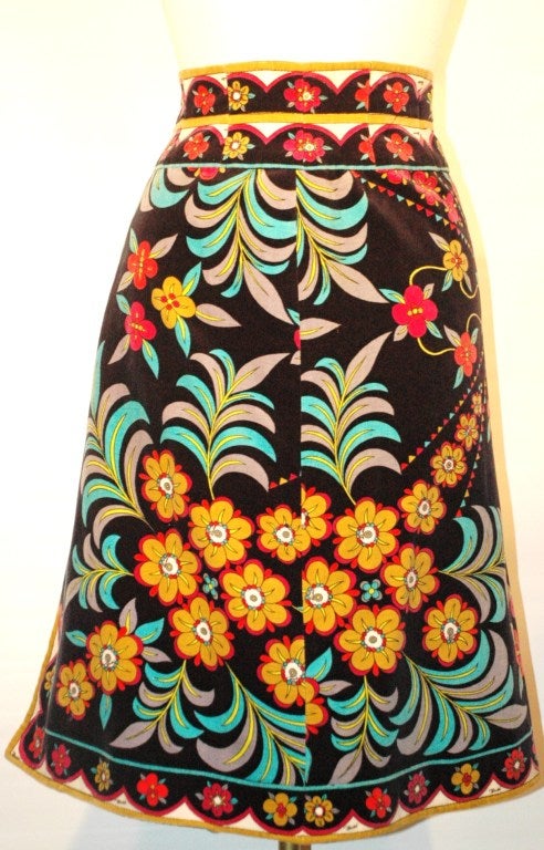 Vintage Emilio Pucci Floral Print Skirt sz 14 For Sale 2