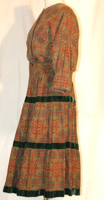 Vintage Yves Saint Laurent YSL Rive Gauche Russian Style 2pc Wool Pheasant Velvet Trim Skirt Set For Sale 1