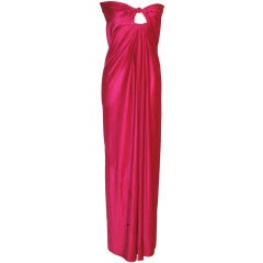 Vintage Halston IV Dorian Strapless w Peek-a-Boo Bust Hot Pink Dress for Saks Fifth Avenue