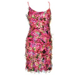 Tom and Linda Platt Beaded Straps Confetti Sequence Silk Cocktail Beautiful Rare Dress
