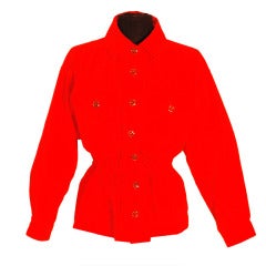 Vintage Yves Saint Laurent YSL Rive Gauche Red Safari Style Shirt