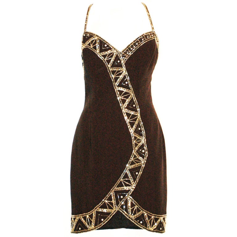 Bob Mackie Evening Black Beaded Short Cocktail Dress 12