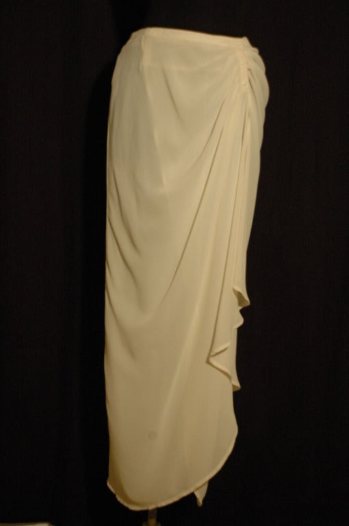 Beige Rare Thierry Mugler 2pc Sheer Transparent Asymmetrical Evening Jacket & Skirt Suit For Sale