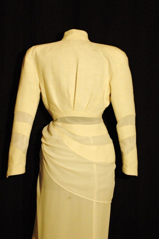 Rare Thierry Mugler 2pc Sheer Transparent Asymmetrical Evening Jacket & Skirt Suit For Sale 1