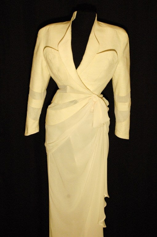Rare Thierry Mugler 2pc Sheer Transparent Asymmetrical Evening Jacket & Skirt Suit For Sale 4