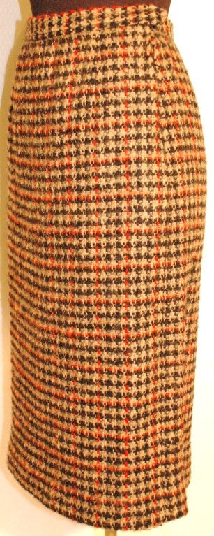 Orange 1984 Vintage Yves Saint Laurent Rive Gauche wool plaid 3pc Suit with Tags For Sale