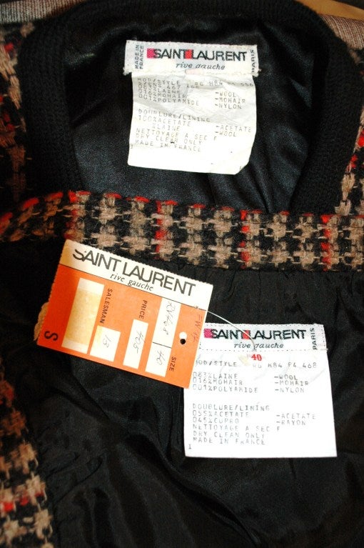 1984 Vintage Yves Saint Laurent Rive Gauche wool plaid 3pc Suit with Tags In New Condition For Sale In Lake Park, FL