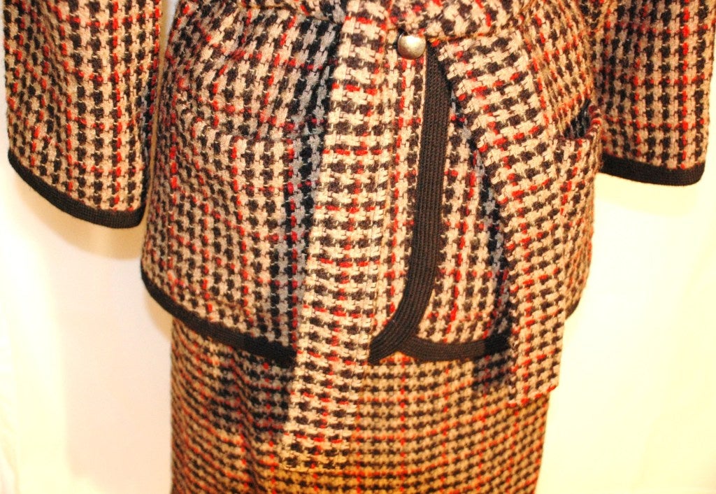 Women's 1984 Vintage Yves Saint Laurent Rive Gauche wool plaid 3pc Suit with Tags For Sale