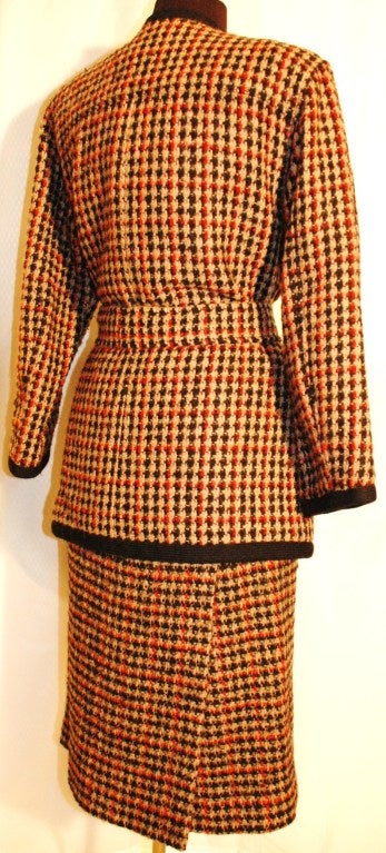 1984 Vintage Yves Saint Laurent Rive Gauche wool plaid 3pc Suit with Tags For Sale 2