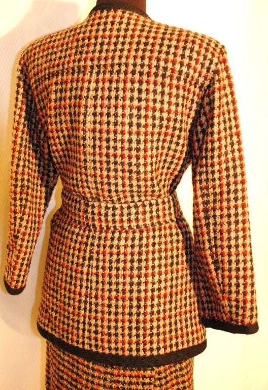 1984 Vintage Yves Saint Laurent Rive Gauche wool plaid 3pc Suit with Tags For Sale 4