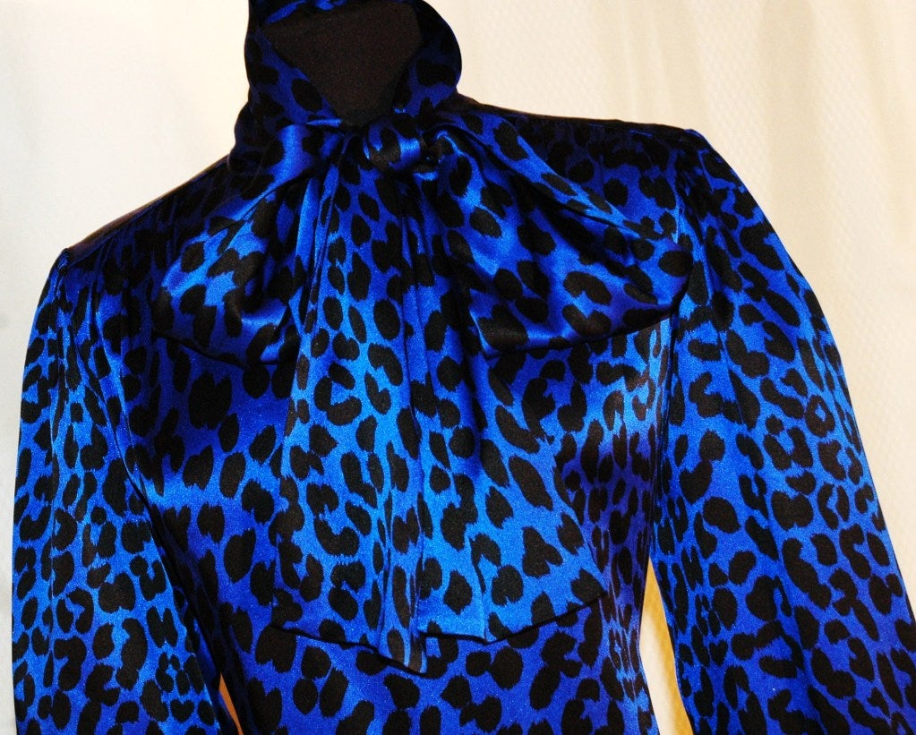royal blue leopard print blouse