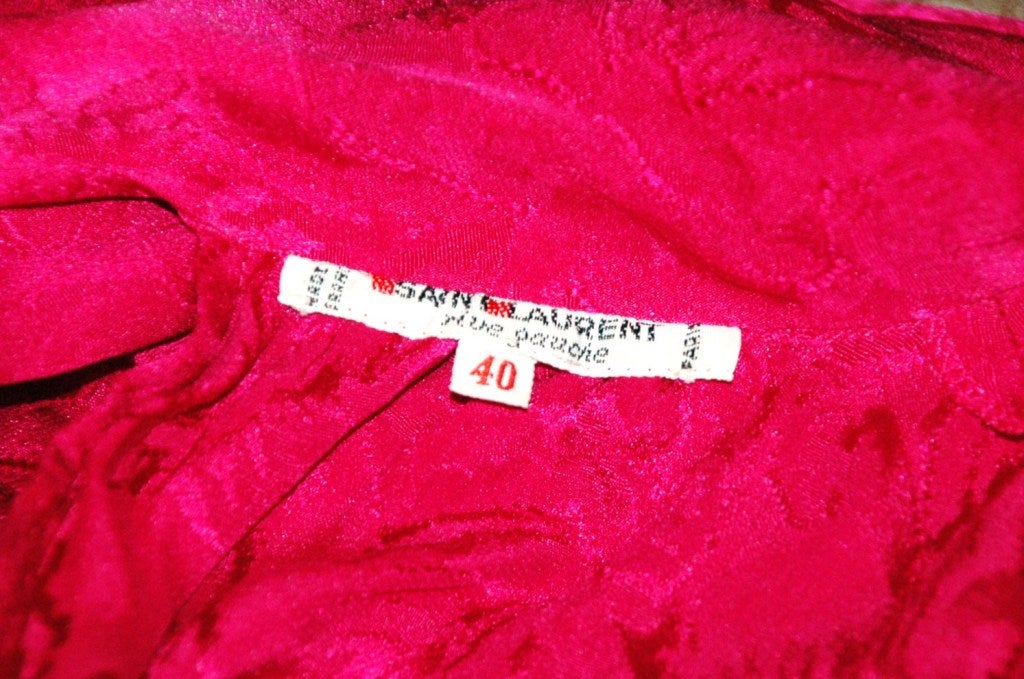 Vintage Yves Saint Laurent YSL Rive Gauche Hot Pint Floral 100% silk Blouse w Scarf