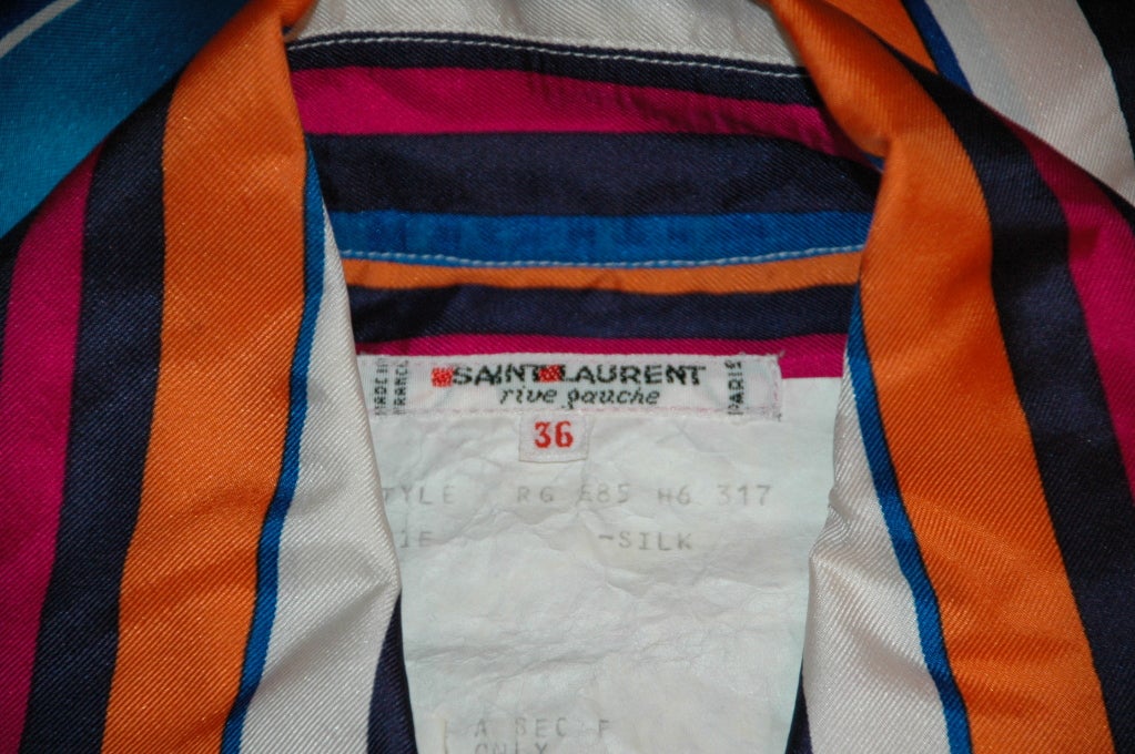 Vintage Yves Saint Laurent YSL Rive Gauche Stripes 100% silk Blouse For Sale 2