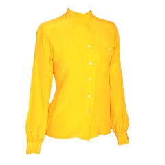 Vintage Yves Saint Laurent YSL Rive Gauche Yellow Silk Blouse