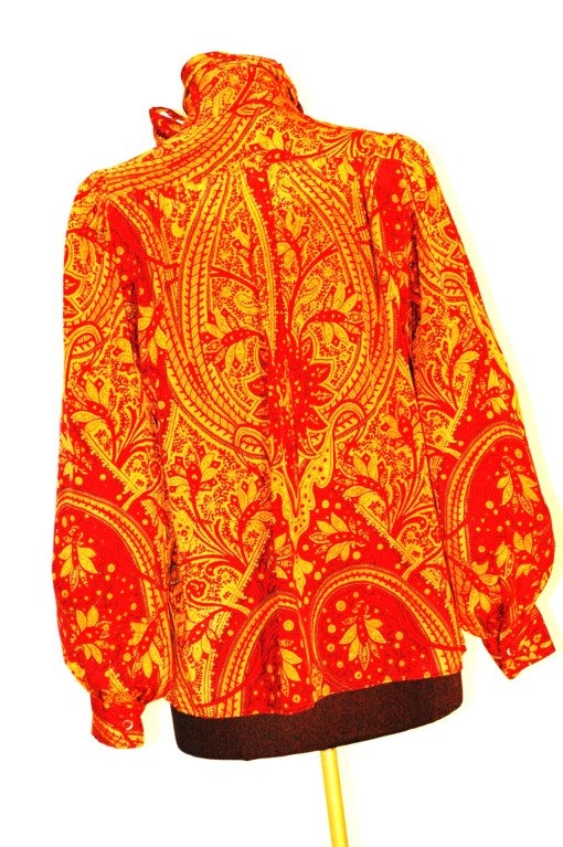 Women's Vintage Yves Saint Laurent YSL Rive Gauche 100% silk Print Blouse For Sale