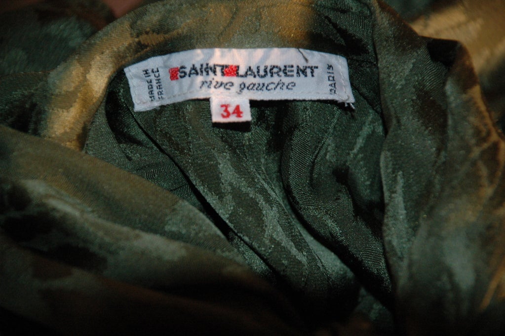 Women's Vintage Yves Saint Laurent YSL Rive Gauche Olive Long Sleeve Silk Blouse w Scarf For Sale