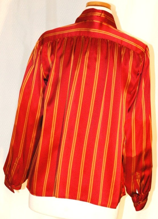 Women's Vintage Yves Saint Laurent Rive Gauche Silk Stripe Blouse For Sale