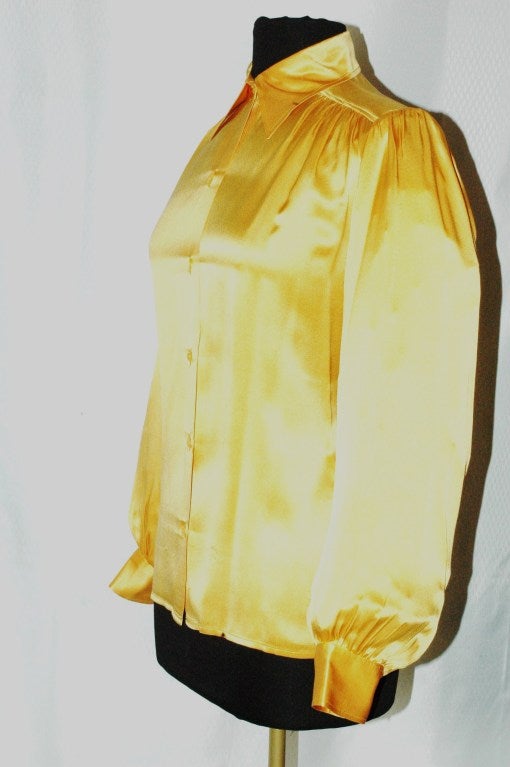 Vinage Yves Saint Laurent Rive Gauche Yellow Silk Blouse For Sale 6