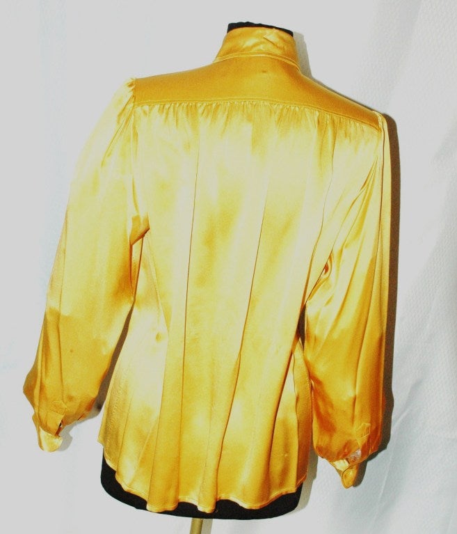 Vinage Yves Saint Laurent Rive Gauche Yellow Silk Blouse For Sale 3