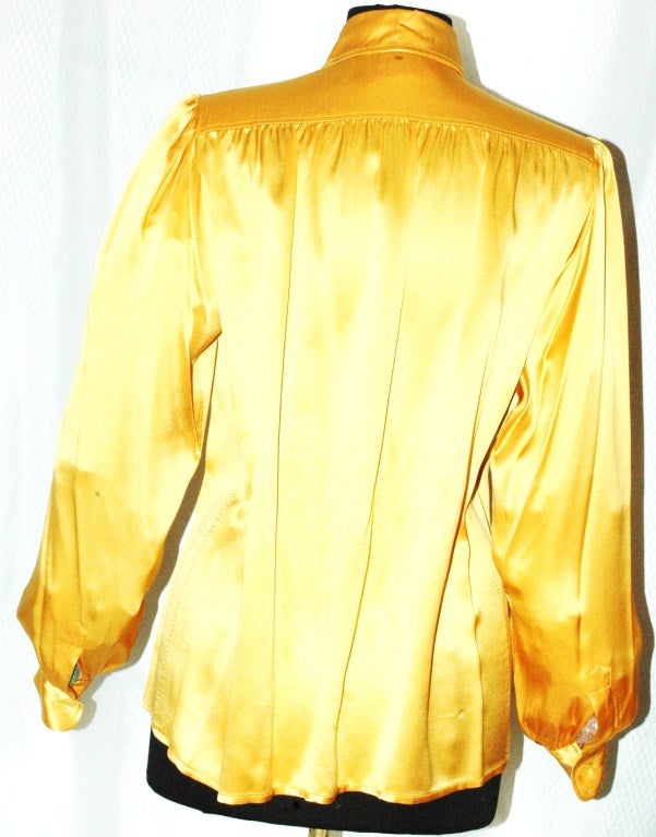 Vinage Yves Saint Laurent Rive Gauche Yellow Silk Blouse For Sale 5
