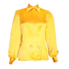 Vinage Yves Saint Laurent Rive Gauche Yellow Silk Blouse