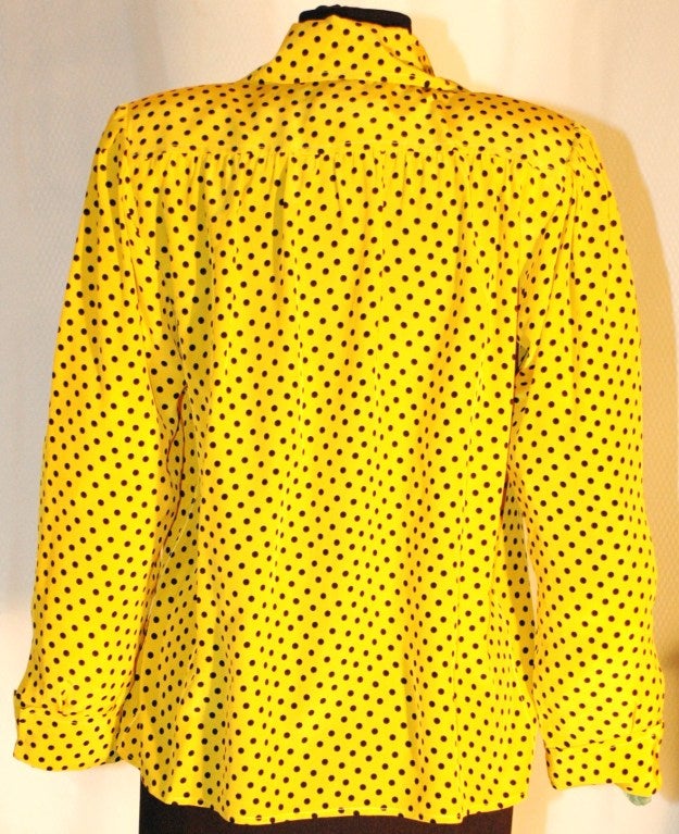 Women's Vintage Yves Saint Laurent Rive Gauche Polka Dot Silk Blouse For Sale