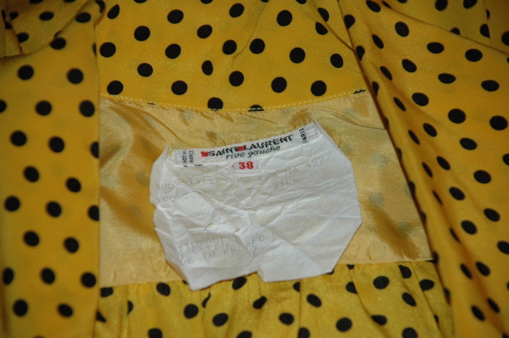 Vintage Yves Saint Laurent Rive Gauche Polka Dot Silk Blouse For Sale 1