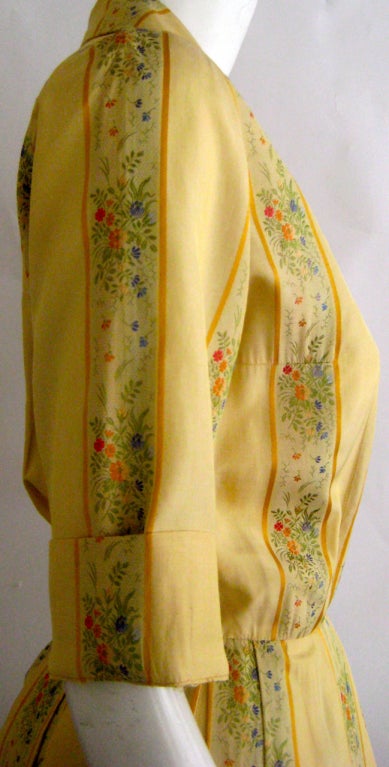 Women's 1950s Holly Hoelscher Embroidered Silk California Shirt Dress For Sale