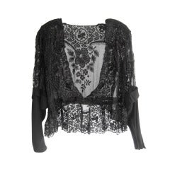 1940s Beaded Silk Chantilly Lace Jacket