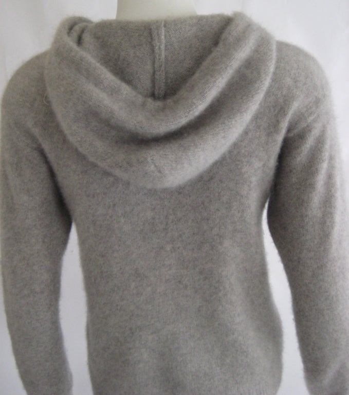 Women's 1970s Halston Cashmere Sweater Jacket with Hood For Sale