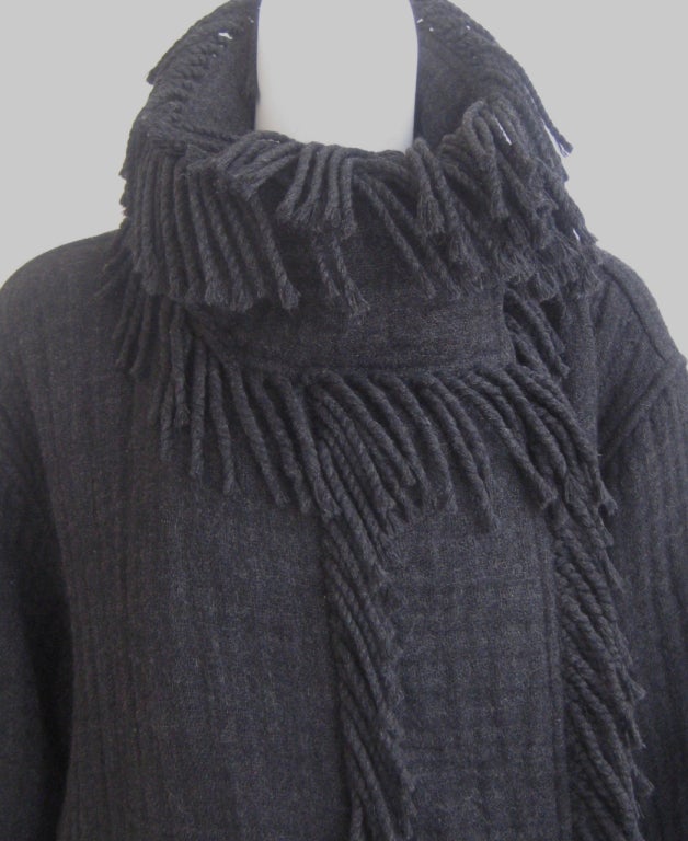 1980s Issey Miyake Quilted Wool Fringe Jacket