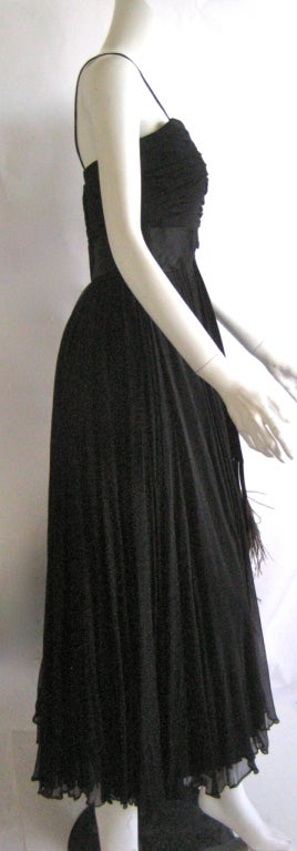 1950s Philip Hulitar Silk Feather Evening Gown With Feather Stole 1