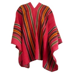 Vintage Turn Of The Century Striped Wool Poncho
